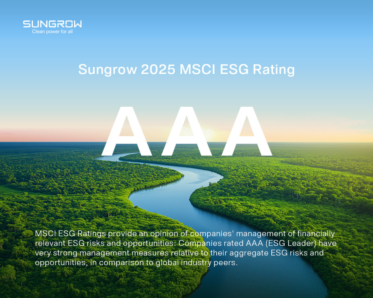 Η Sungrow κατακτά την ανώτερη βαθμίδα AAA στις αξιολογήσεις ESG της Morgan Stanley